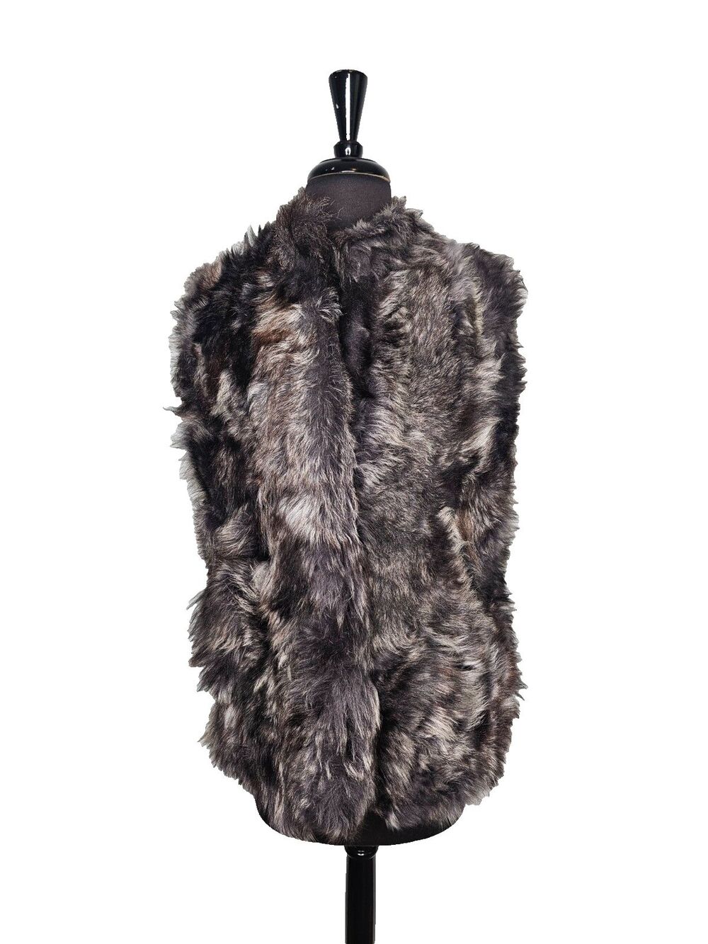 WOLFIE Shearling Lamb Vest XS Oversized Made in Canada Standup Collar Lined